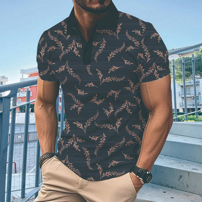 Herren Polohemd Modern Floralmuster Slimfit