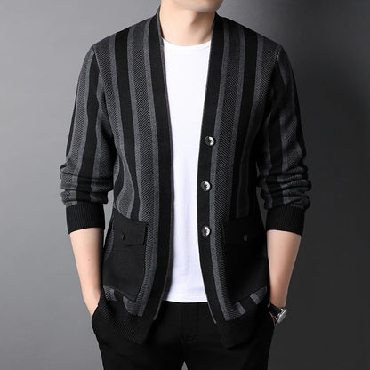 Herren Strickjacke Modern Streifenmuster Elegant