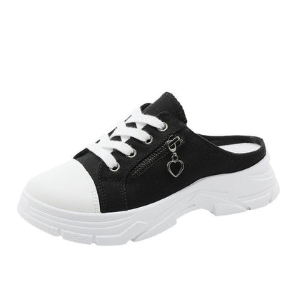 Damen Sneaker Slip-On Bequem Reißverschluss Schwarz