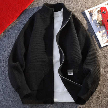 Herren Strickjacke Gemustert Mit Kragen Und Taschen