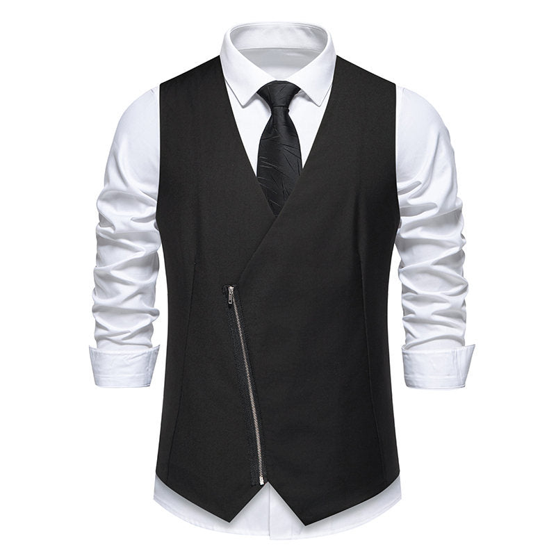 Herren Weste Modern Asymmetrisch Reißverschluss Design