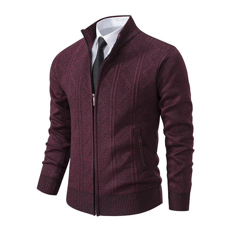 Herren Strickjacke Modern mit Reißverschluss Hochkragen