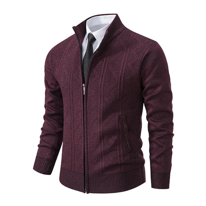 Herren Strickjacke Modern mit Reißverschluss Hochkragen