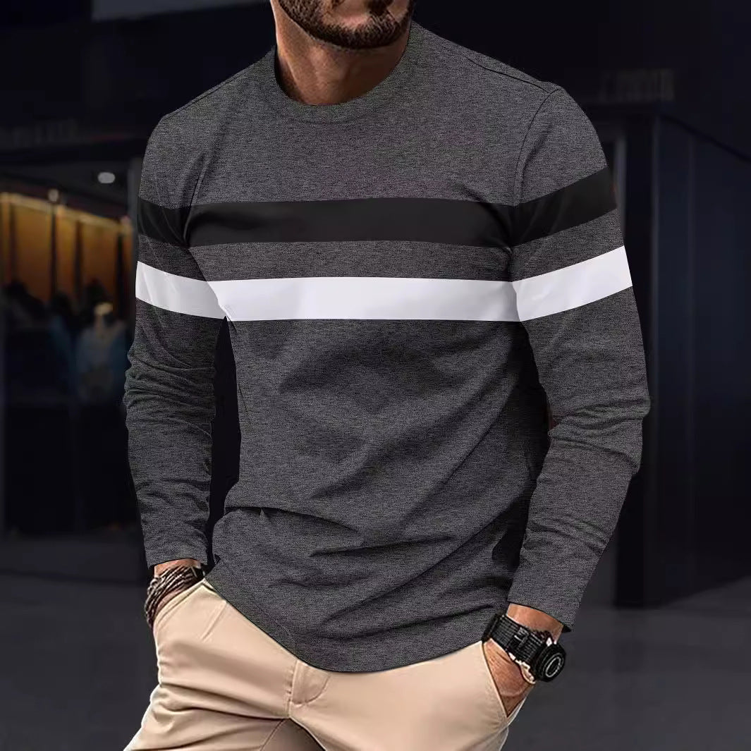 Herren Langarmshirt Sportlich Streifen Modern