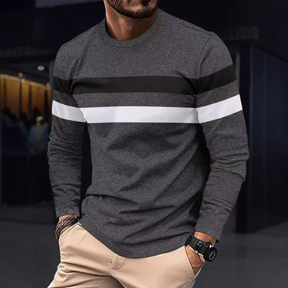 Herren Langarmshirt Sportlich Streifen Modern