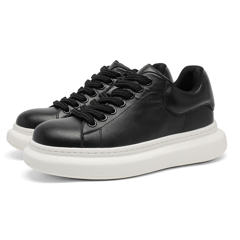 Damen Sneaker Leder Bequem Dicke Sohle Modisch