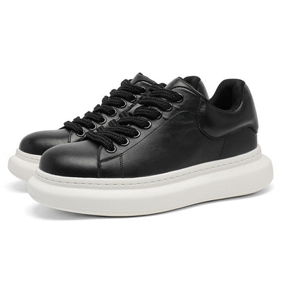 Damen Sneaker Leder Bequem Dicke Sohle Modisch
