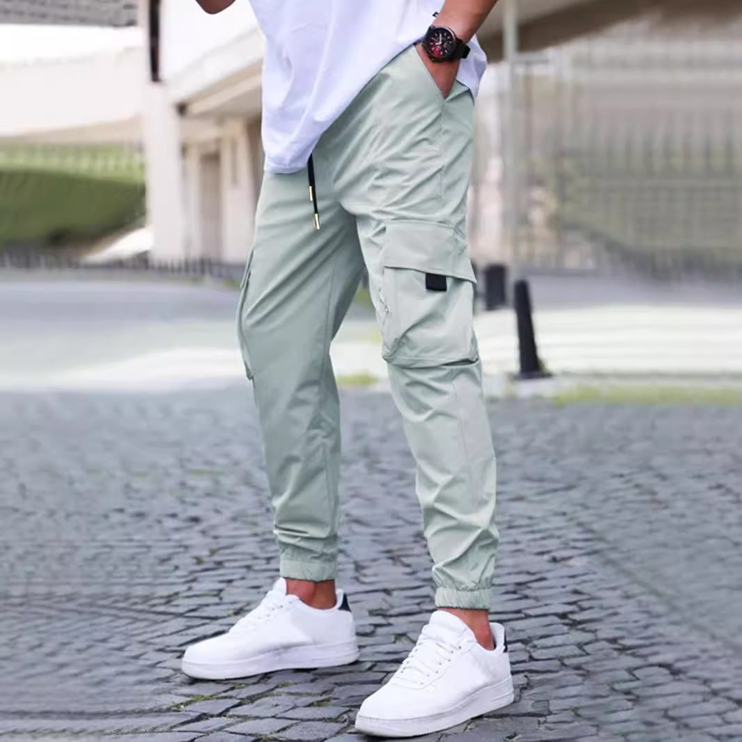 Herren Cargo-Hose Elastisch Reißverschluss Taschen Bequem - BerlinGlamour