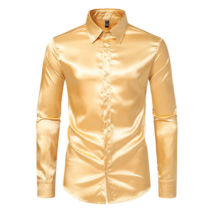 Herren Hemd Elegant Satin Moderner Kragen Feine Optik