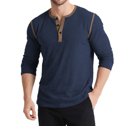 Herren Longsleeve Oberteil Sportlich Knopfleiste Modern - BerlinGlamour