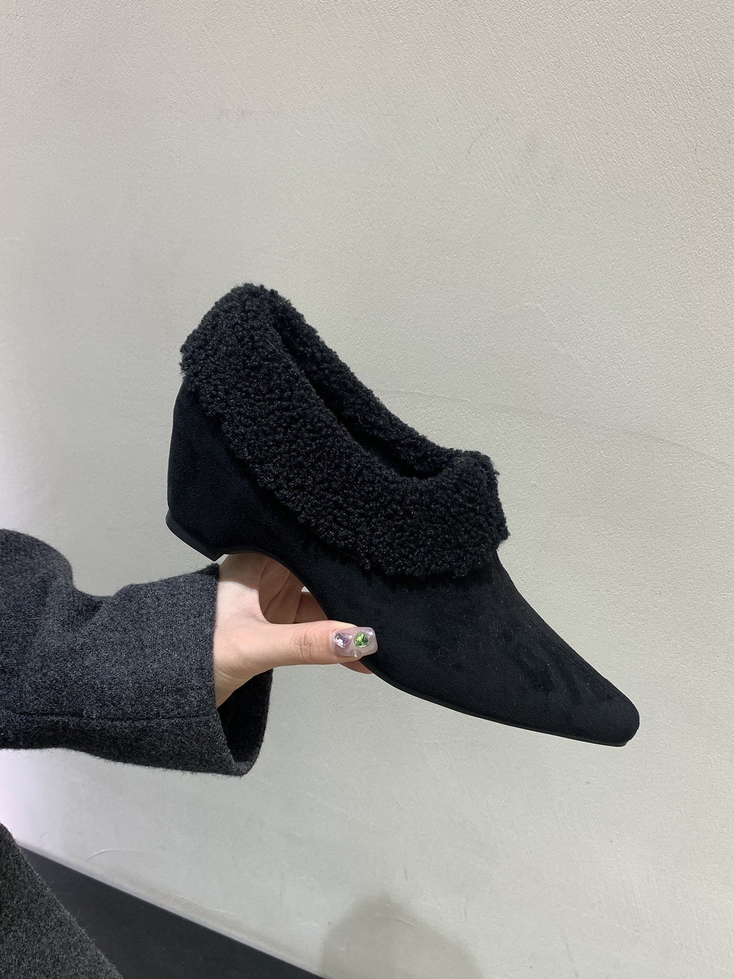 Damen Stiefeletten Kunstfell Kragen Elegante Winterstiefel