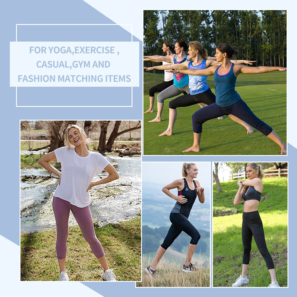 Damen Leggings mit Bauchkontrolle und Taschen Sportlich