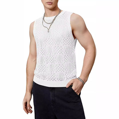 Herren Strickpullover Modernes Lochmuster Trendy