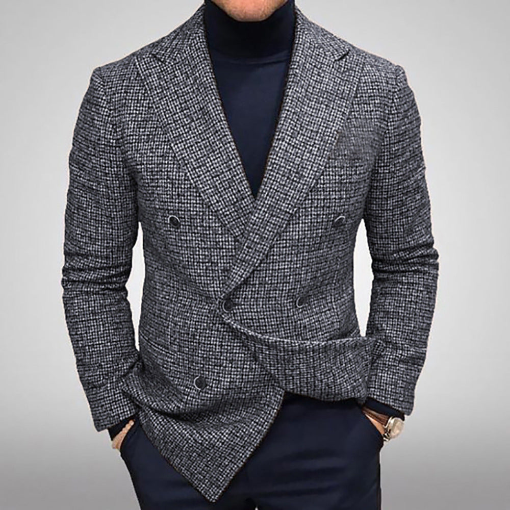 Herren Blazer Kariert Elegant Modern mit Doppelknöpfen