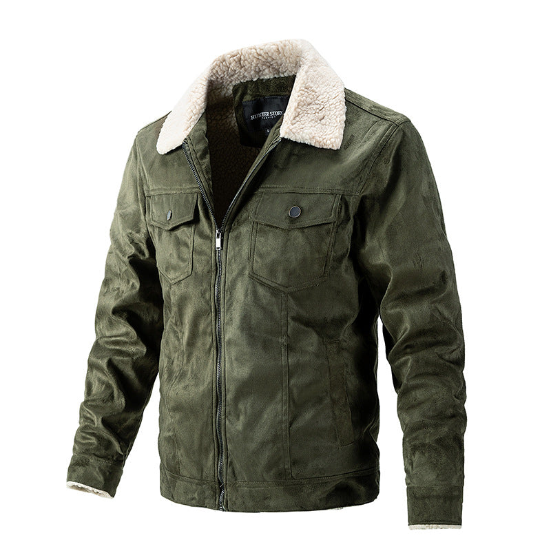 Herren Übergangsjacke Warm Kunstfellkragen Praktisch