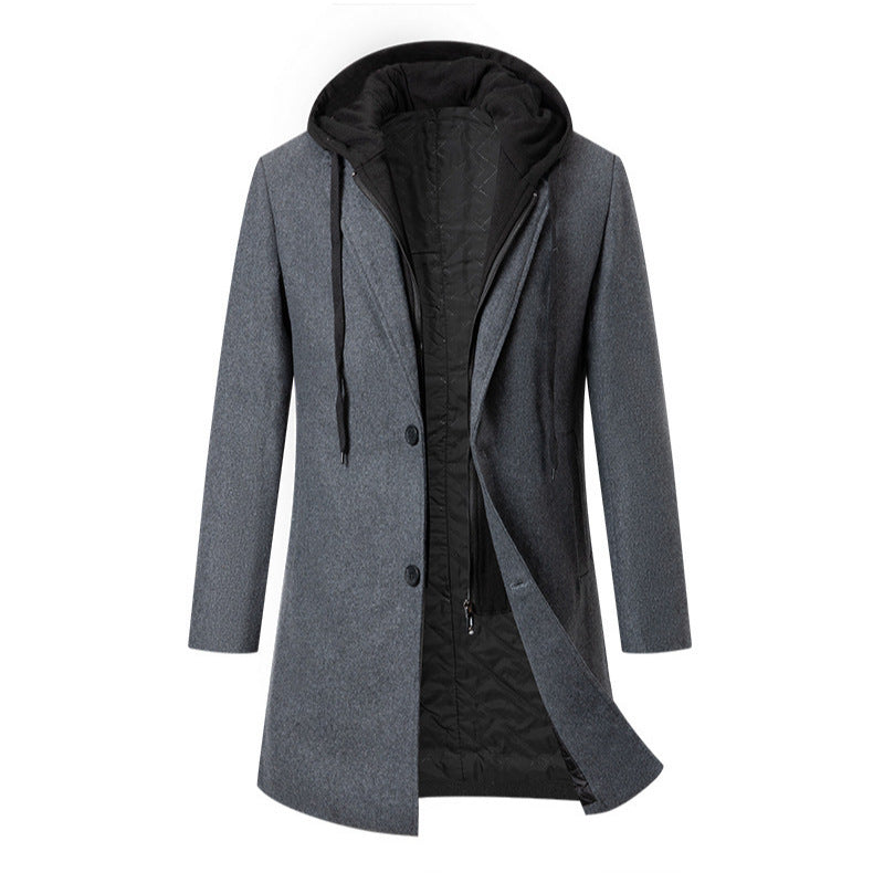 Herren Mantel Übergangsjacke Elegant Mit Abnehmbarer Kapuze