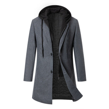 Herren Mantel Übergangsjacke Elegant Mit Abnehmbarer Kapuze
