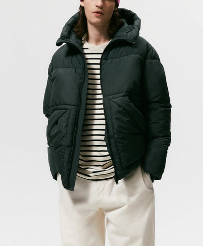 Herren Winterjacke Steppjacke mit Kapuze und Taschen