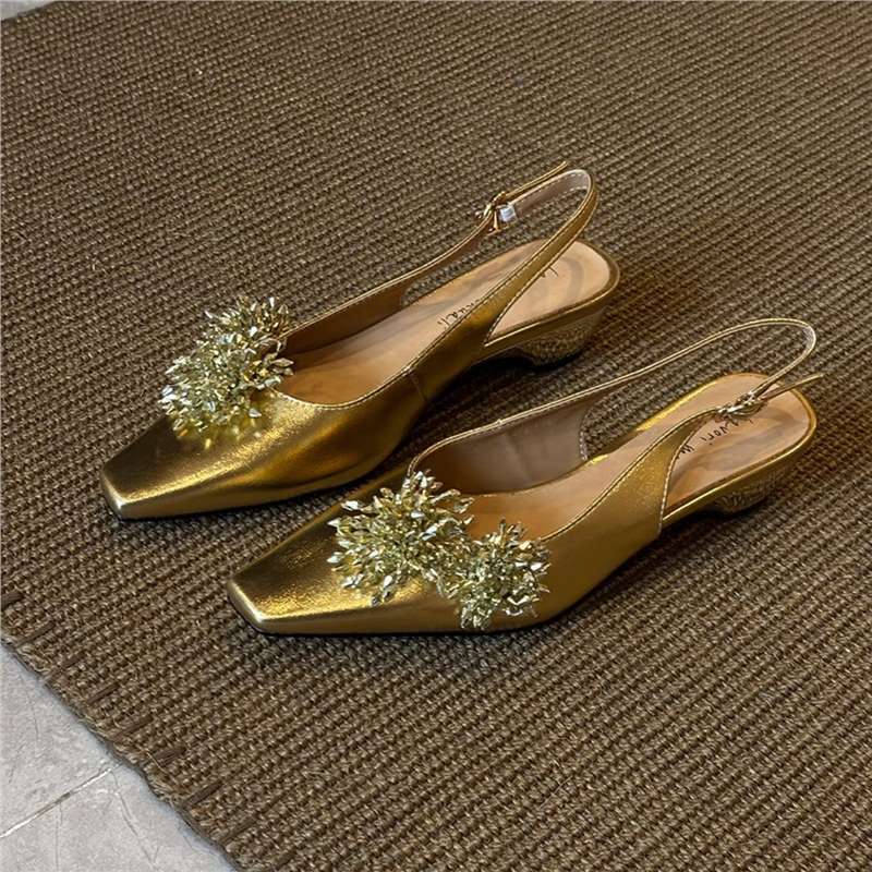 Damen Slingback Pumps mit Kristallen Glitzer Schuhe Abend