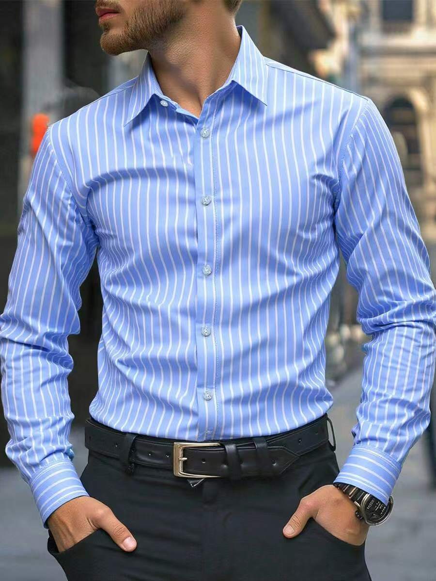 Herren Hemd Slim Fit Streifenmuster Modern