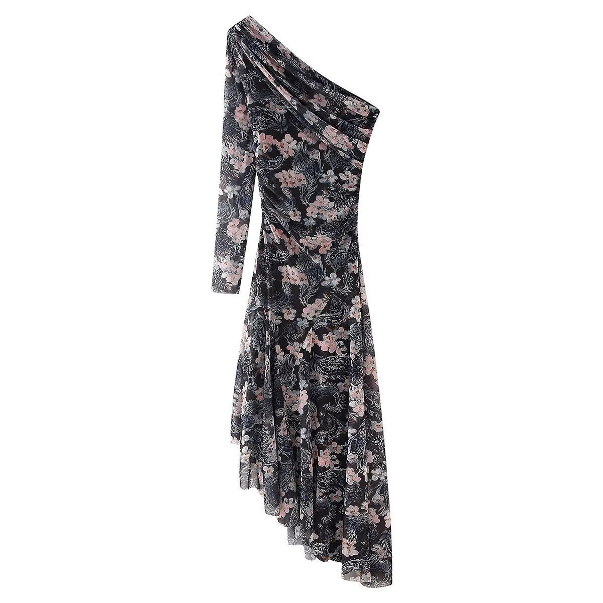 Elegantes, transparentes Blumen-Netzkleid
