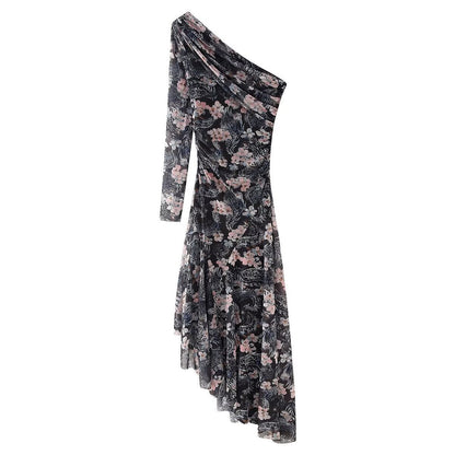 Elegantes, transparentes Blumen-Netzkleid