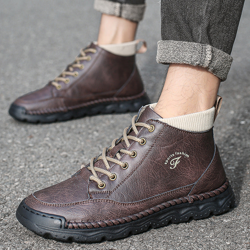 Damen Lederstiefeletten Sportlich Heidi Stil
