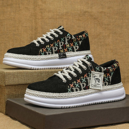 Damen Sneaker Modisch Geflochtene Sohle Bequem Canvas