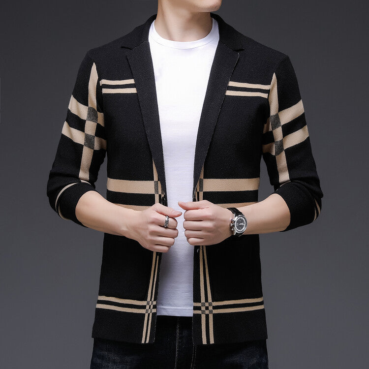 Herren Strickjacke Modern Karo Muster Elegante Qualität