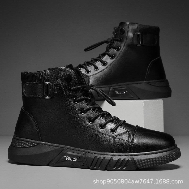 Damen Boots Schnürboots mit Reißverschluss Robust Schwarz - BerlinGlamour