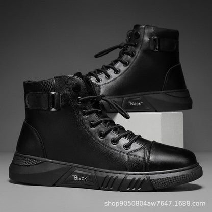 Damen Boots Schnürboots mit Reißverschluss Robust Schwarz - BerlinGlamour