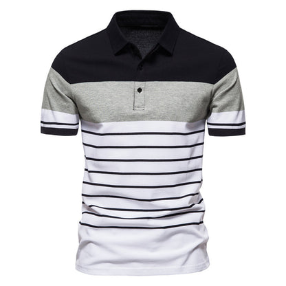 Herren Polo-Shirt Streifenmuster Baumwolle Modern