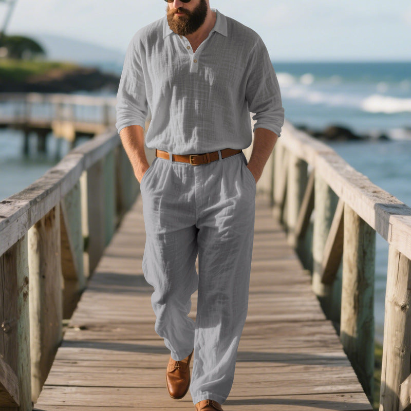 Herren Jumpsuit Freizeit Modern mit Taschen Henley Ausschnitt