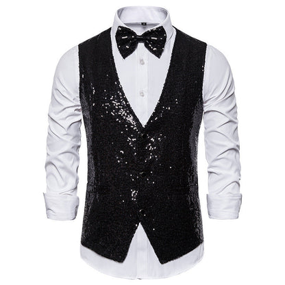 Herren Sakko Elegant Pailletten mit Fliege Modern