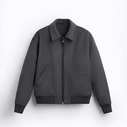 Herren Bomberjacke Softshell Teddy Stoff Modern