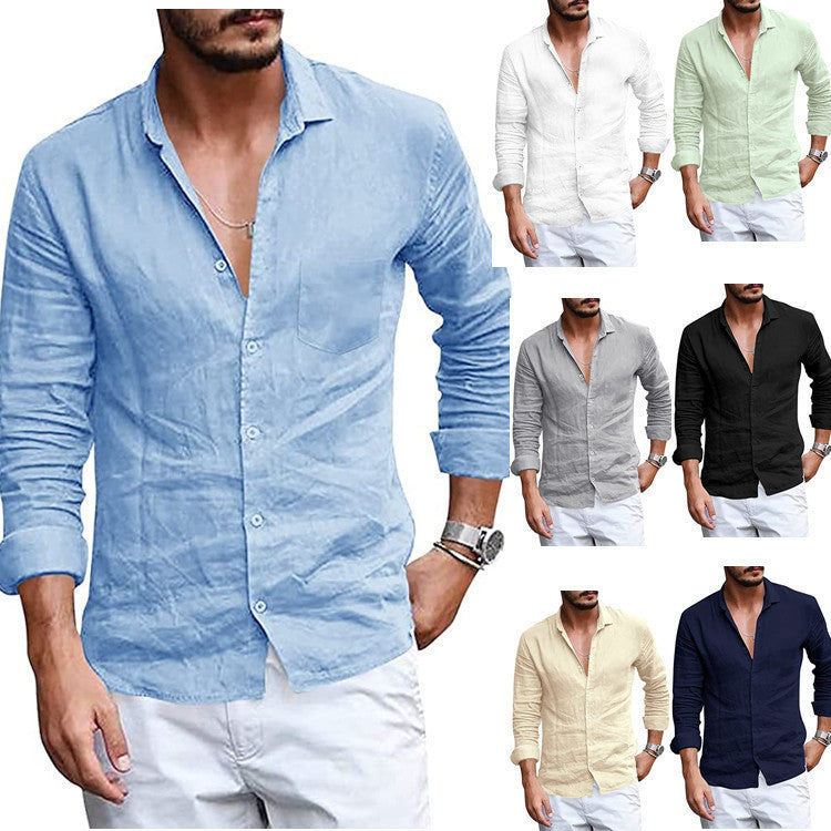 Herren Hemd Leinen Elegant mit V-Ausschnitt Modern - BerlinGlamour
