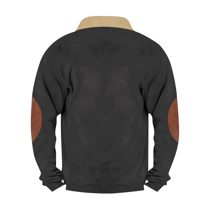 Herren Fleece Pullover Robust Leder Optik Warm