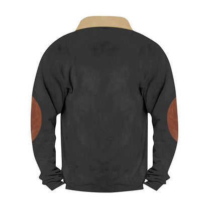 Herren Fleece Pullover Robust Leder Optik Warm