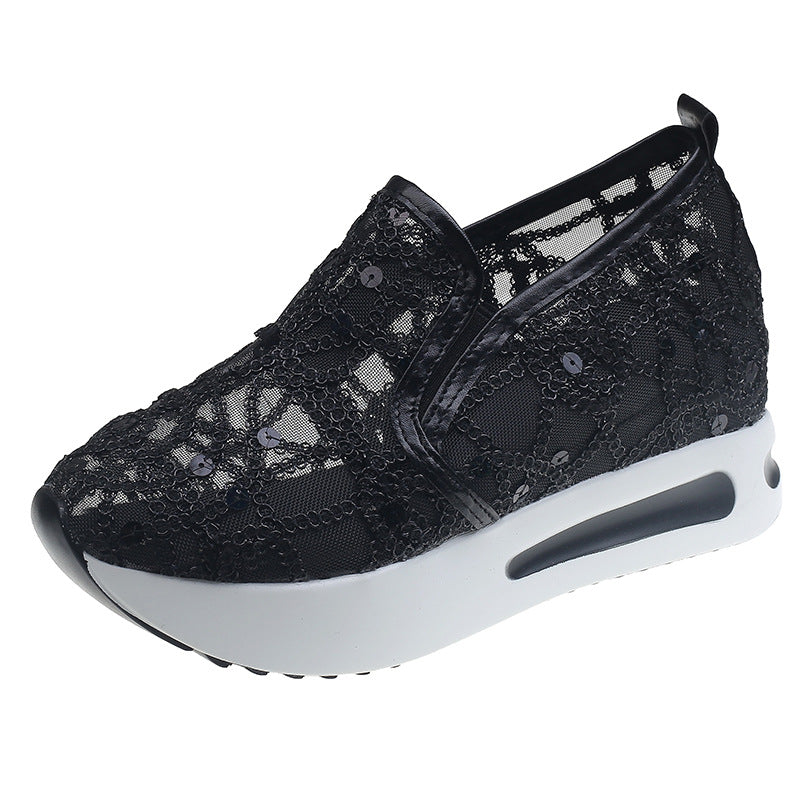 Damen Sneaker Slip-On mit Strass Glitzer und elastischem Riemen
