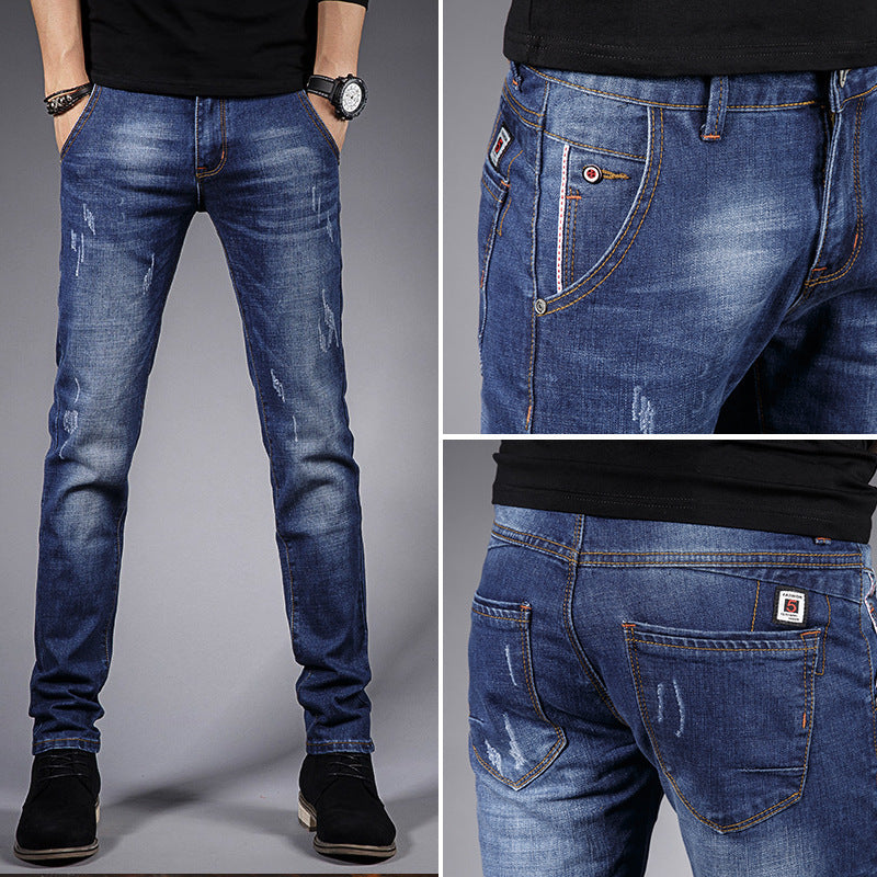 Herren Jeans Slim Fit Destroyed Effekt Darkwash