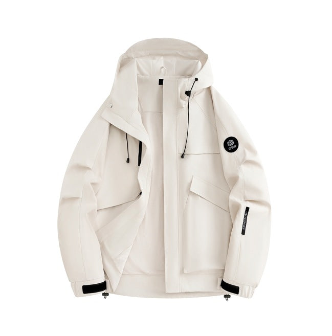 Herren Funktionsjacke Wetterfest mit Kapuze und Taschen Outdoor
