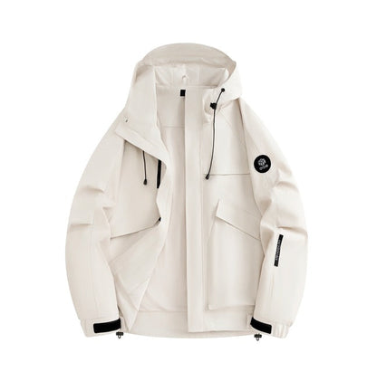 Herren Funktionsjacke Wetterfest mit Kapuze und Taschen Outdoor