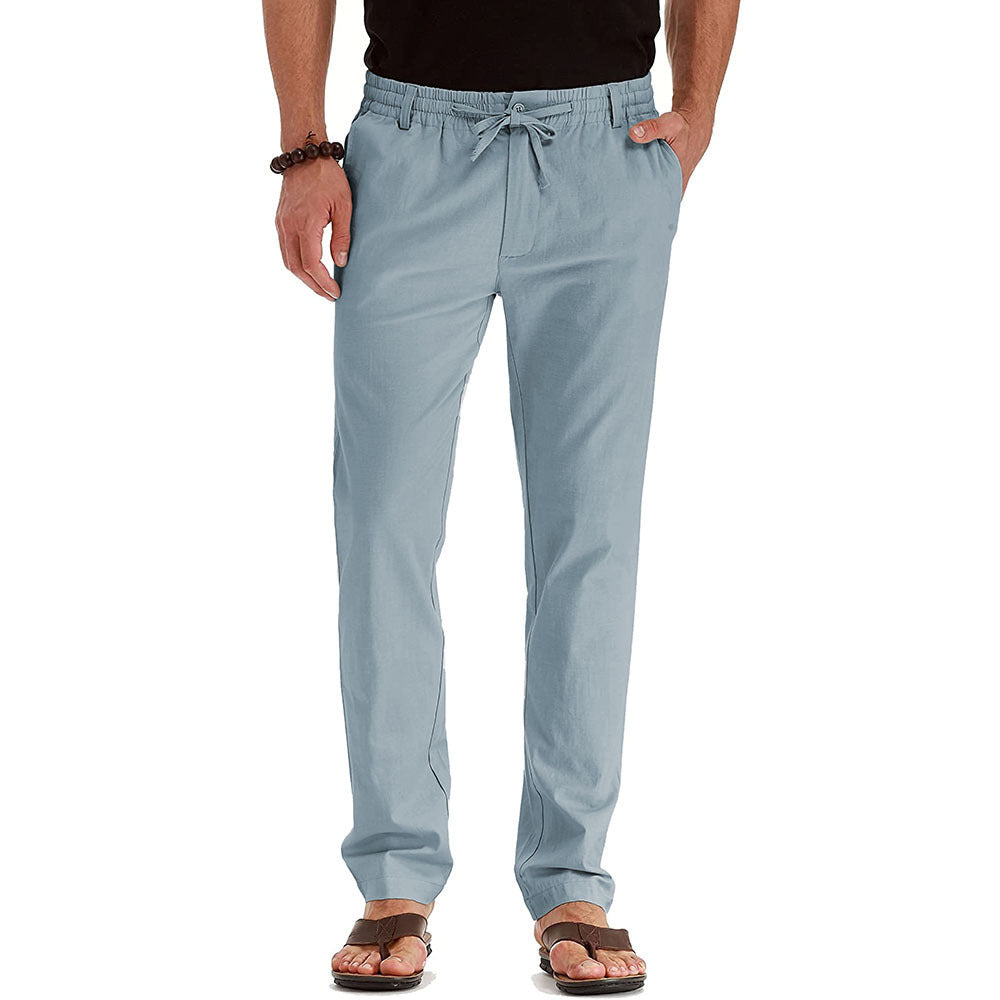 Herren Leinenhose Bequem Elastisch Relaxed Fit Sommer