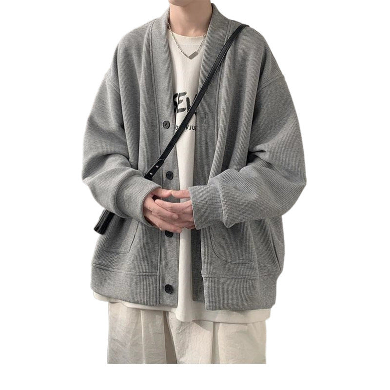 Damen Strickjacke Lässig Mit V-Ausschnitt Und Taschen