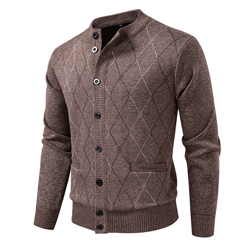 Herren Strickjacke Rautenmuster Modern Geschmeidig
