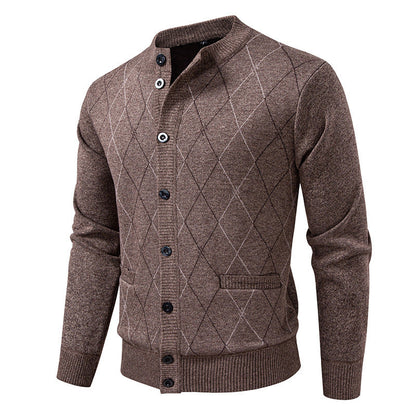 Herren Strickjacke Rautenmuster Modern Geschmeidig