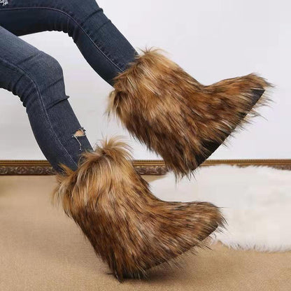 Damen Winterstiefel Warm mit Kunstfell-Futter Rutschfest