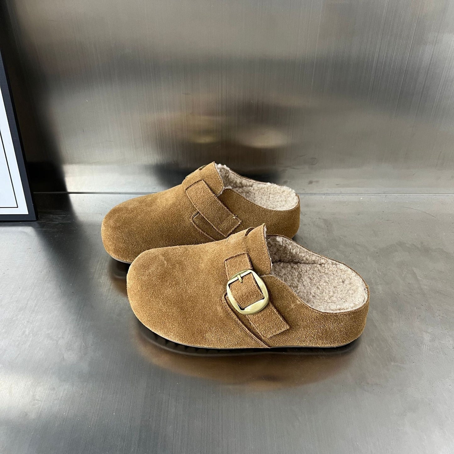 Damen Clogs Wildleder Gepolstert Bequem Schnalle Schuhe - BerlinGlamour