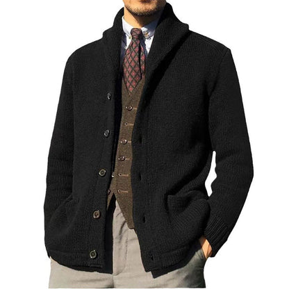 Herren Strickjacke Schick Kragen Knöpfe Modern