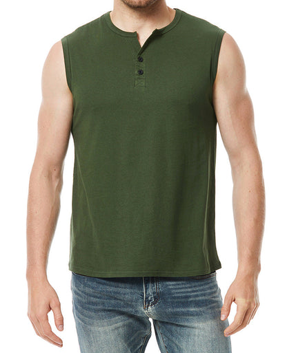 Herren Ärmelloses Hemd Modern Knopfleiste Slim Fit